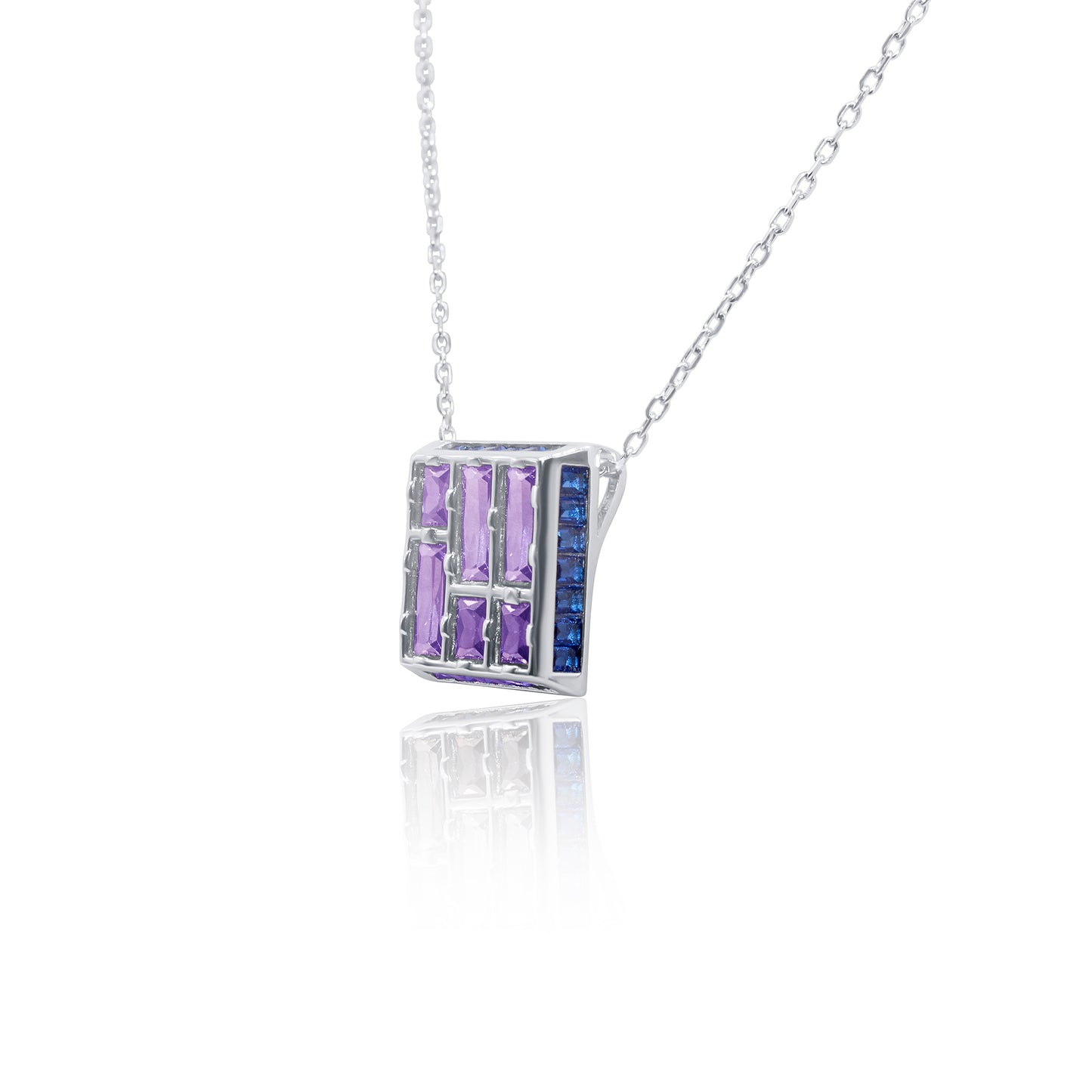 Turkeza | 925 Sterling Silver Amethyst Geometric Necklace