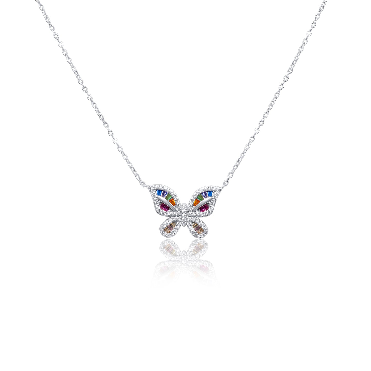 Turkeza | 925 Sterling Silver Gold Butterfly Colorful Turkish Necklace