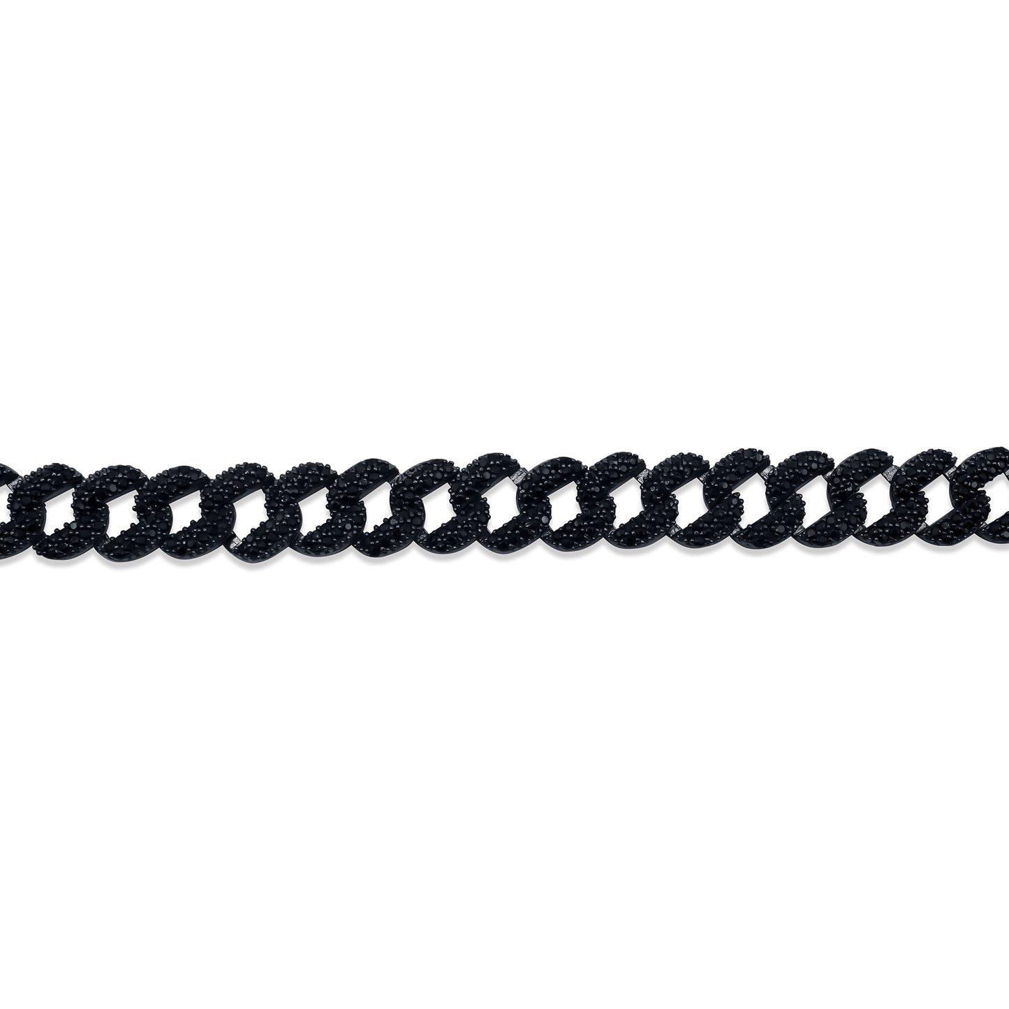 Turkeza | 925 Sterling Silver Black CZ Moissanite Cuban Bracelet - Turkish Bracelet