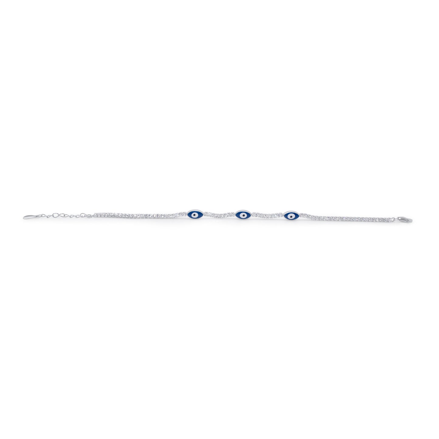 Turkeza | 925 Sterling Silver Blue Evil Eye CZ Adjustable - Turkish Bracelet