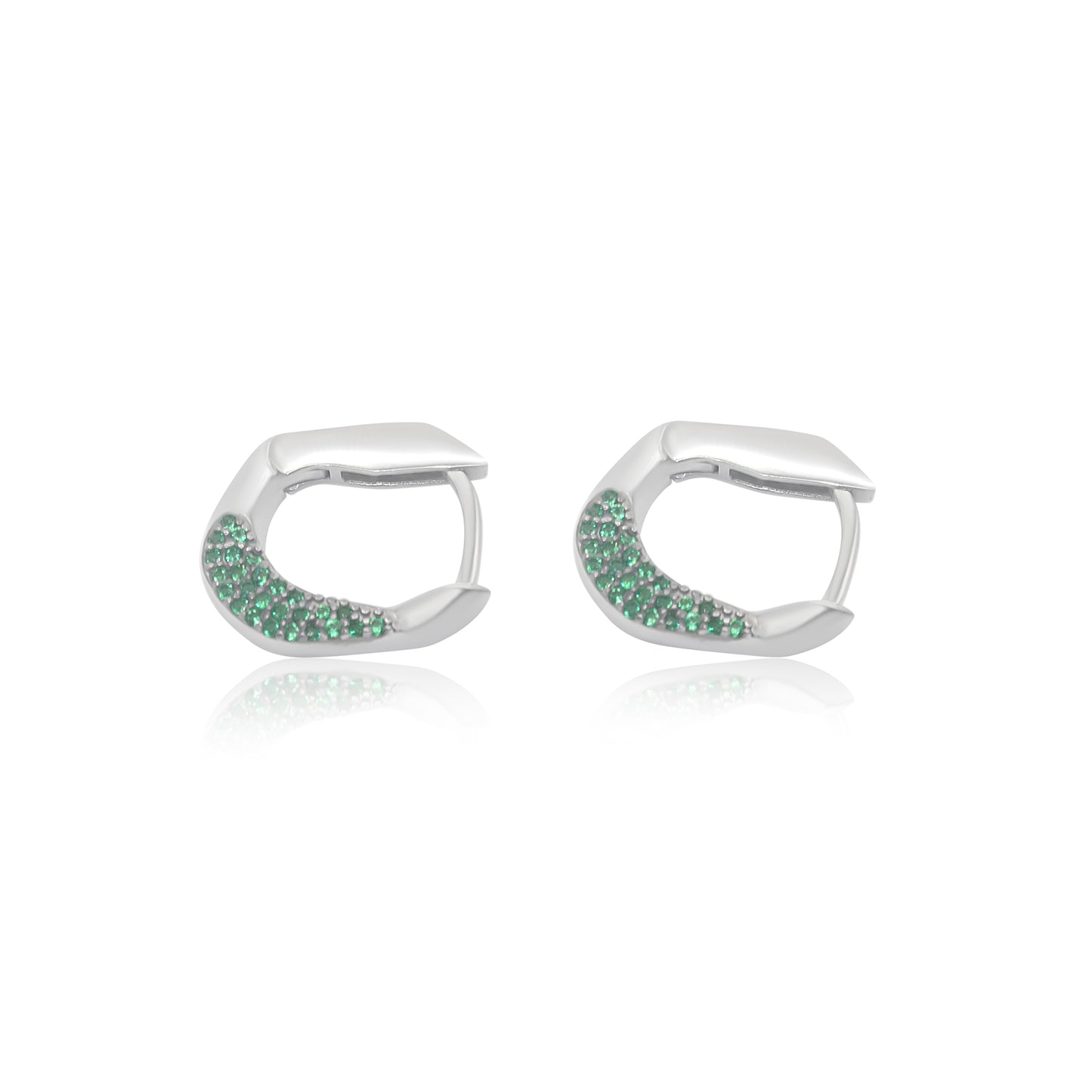 Turkeza | 925 Sterling Silver Cubic Zirconia Geometric Vintage Huggie Earring