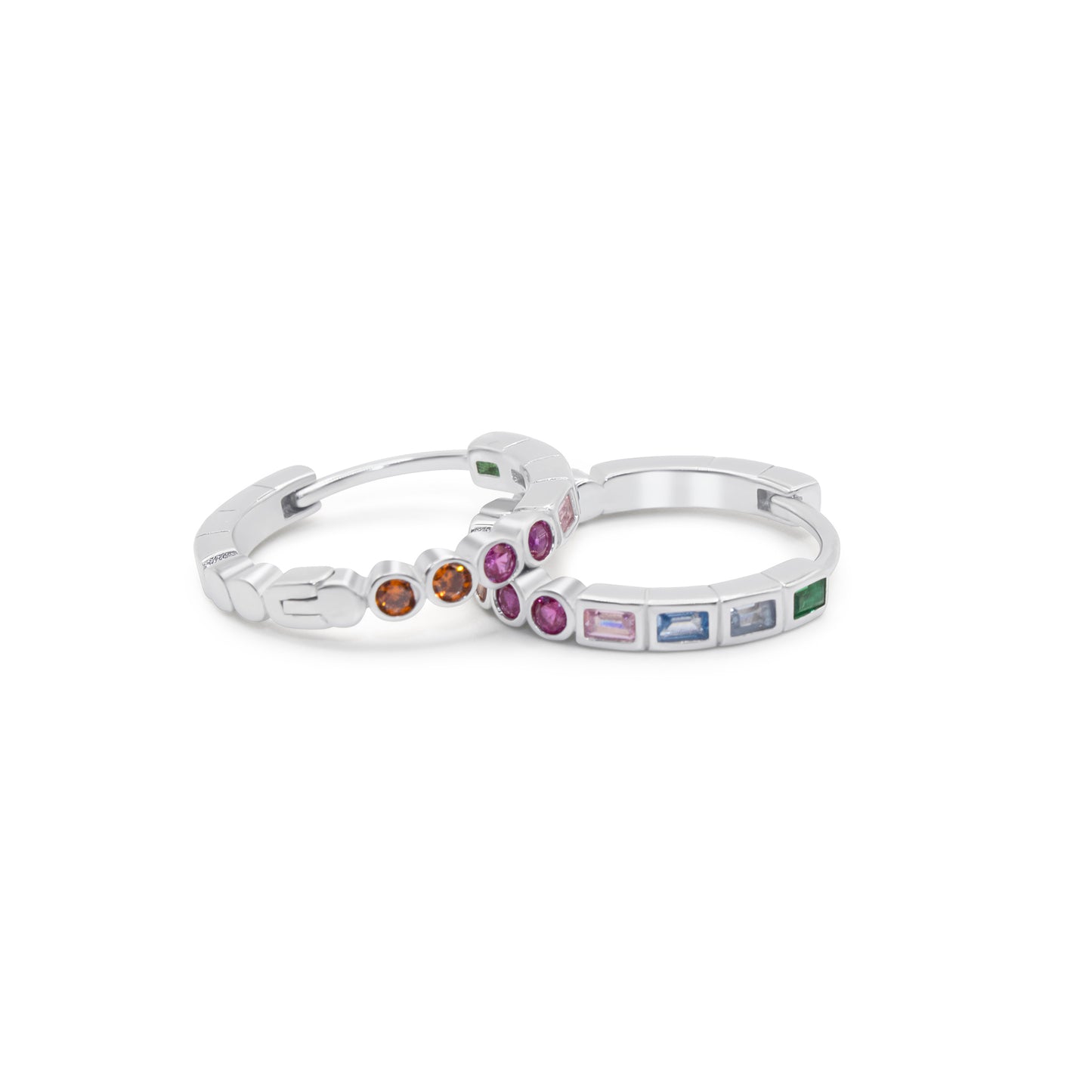 Turkeza | 925 Sterling Silver CZ Colorful Hoop Earrings
