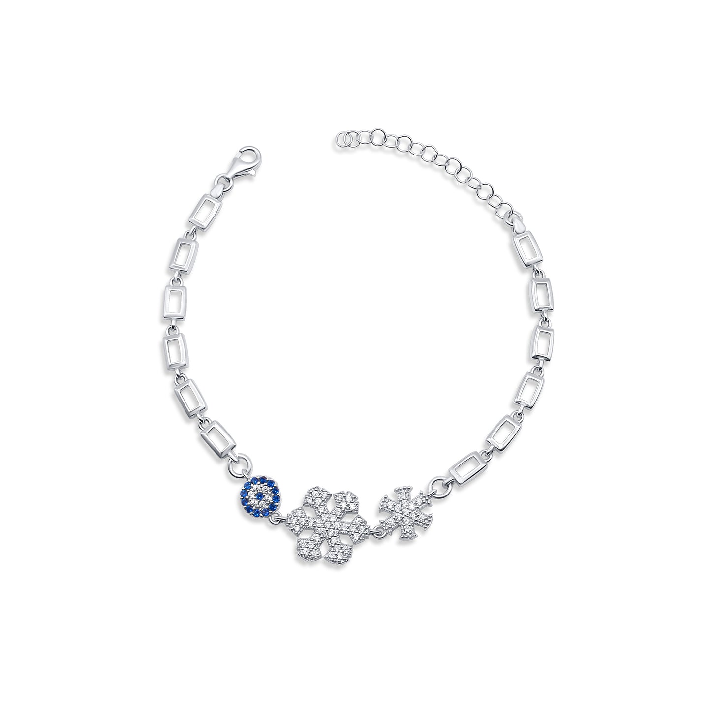 Turkeza | 925 Sterling Silver Evil Eye Snowflake CZ Turkish Bracelet