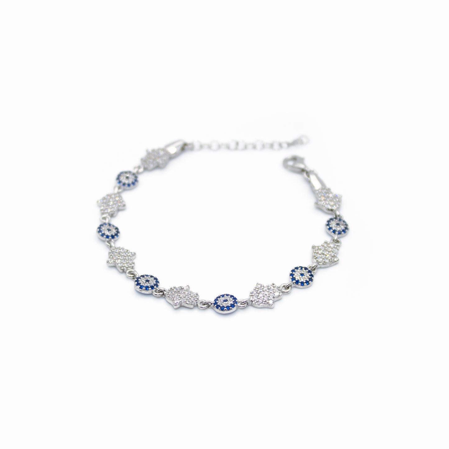 Turkeza | 925 Sterling Silver Hamsa and Evil Eye - Turkish Bracelet