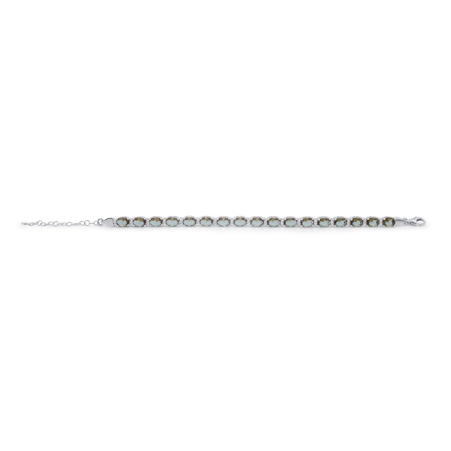 Turkeza | 925 Sterling Silver Oval CZ Zultanite Tennis Turkish Bracelet