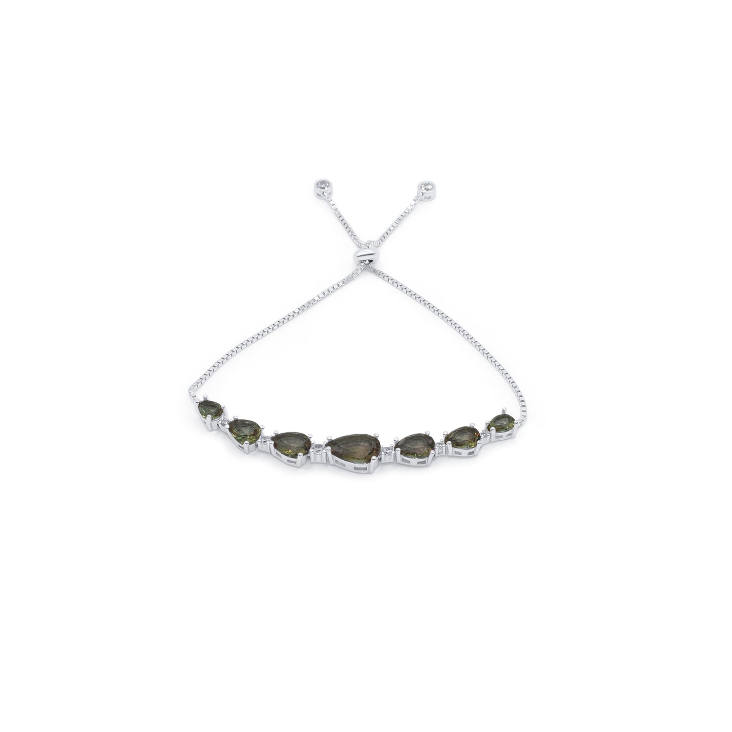 Turkeza | 925 Sterling Silver Pear Shaped Zultanite CZ Adjustable Bracelet