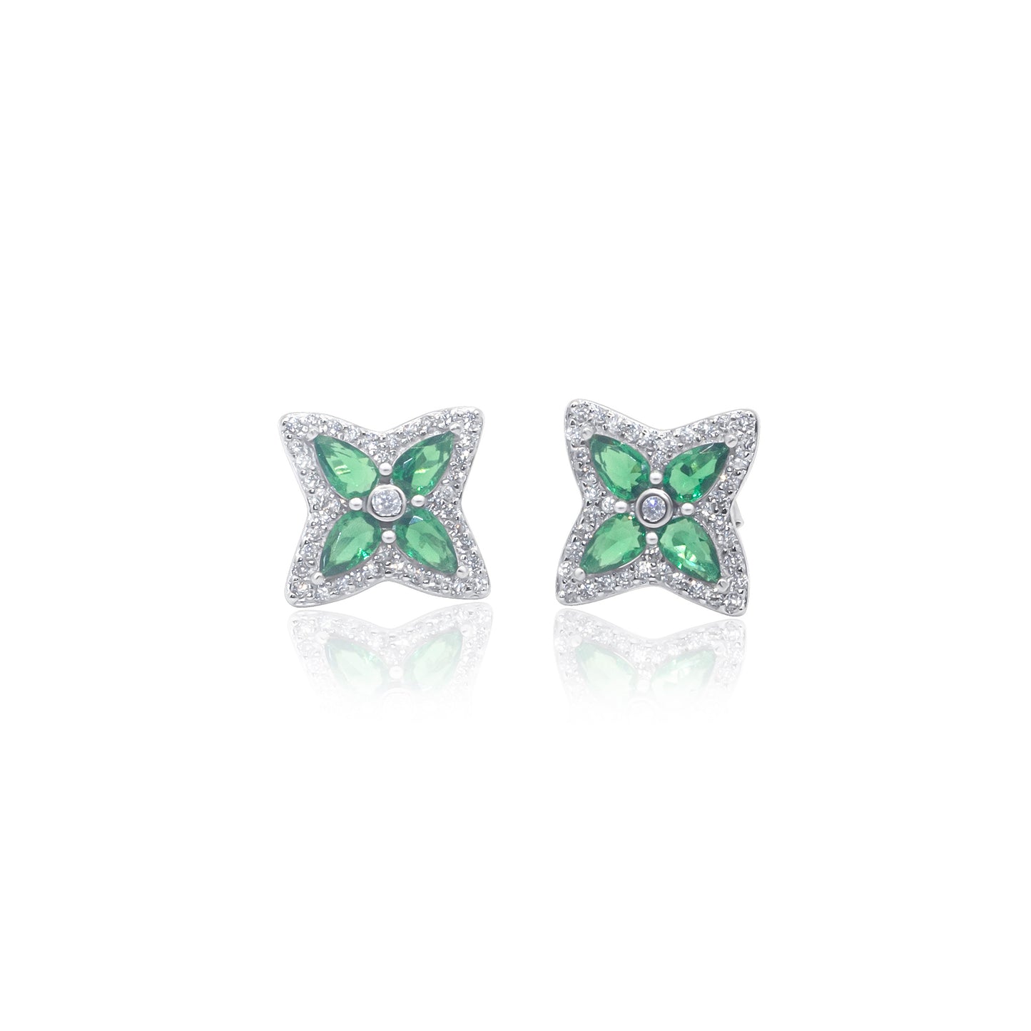 Turkeza | 925 Sterling Silver Princess Flower Stud Earrings