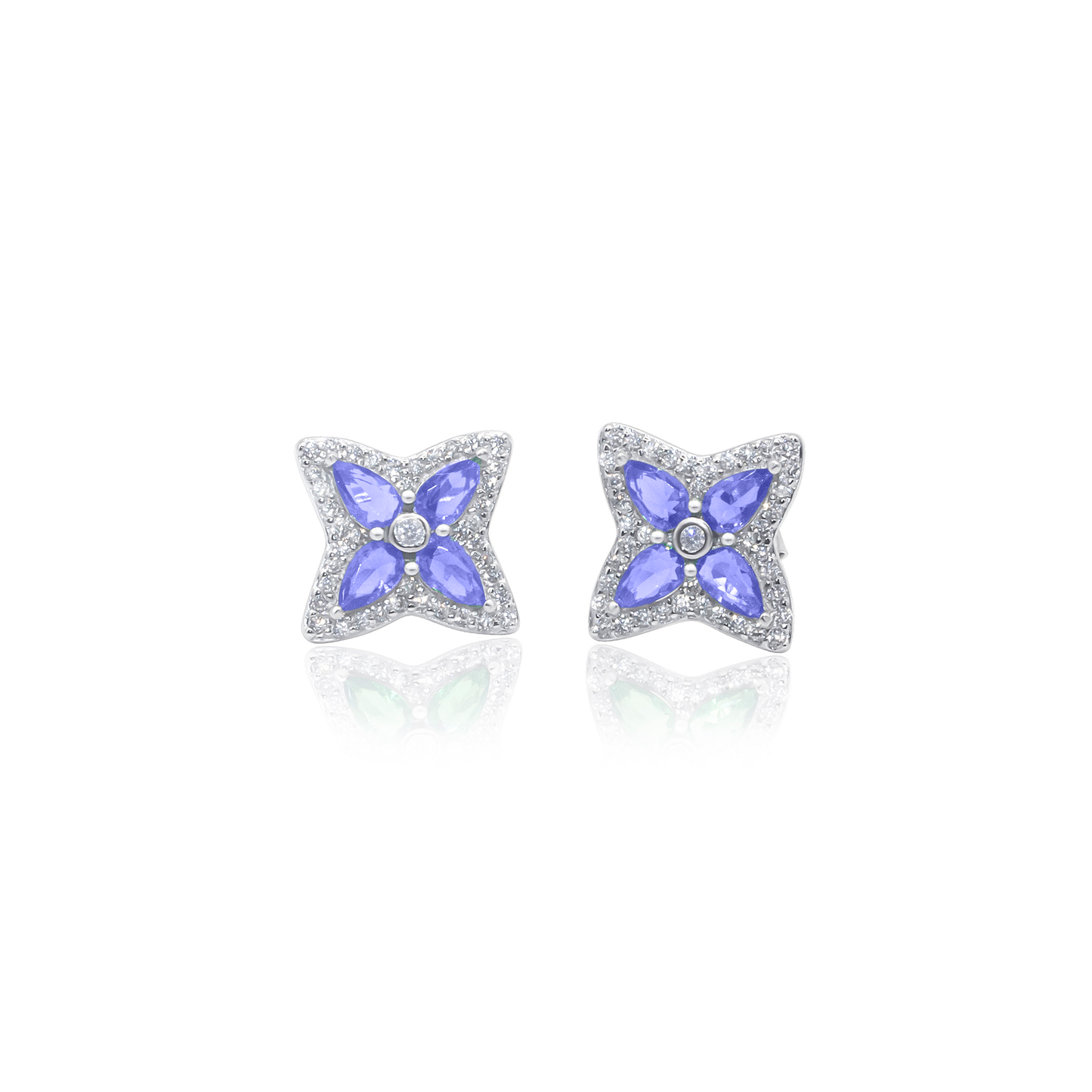 Turkeza | 925 Sterling Silver Princess Flower Stud Earrings