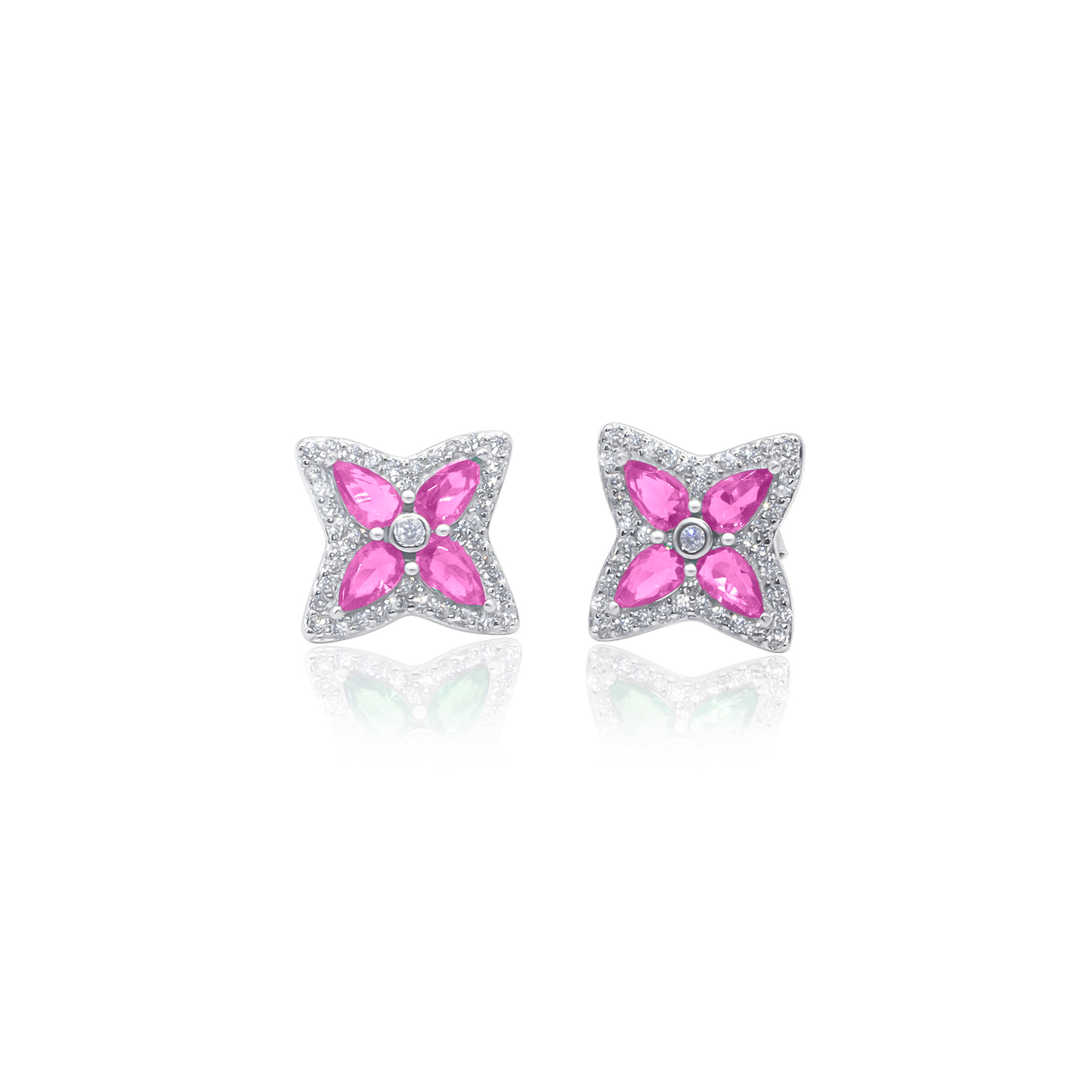 Turkeza | 925 Sterling Silver Princess Flower Stud Earrings