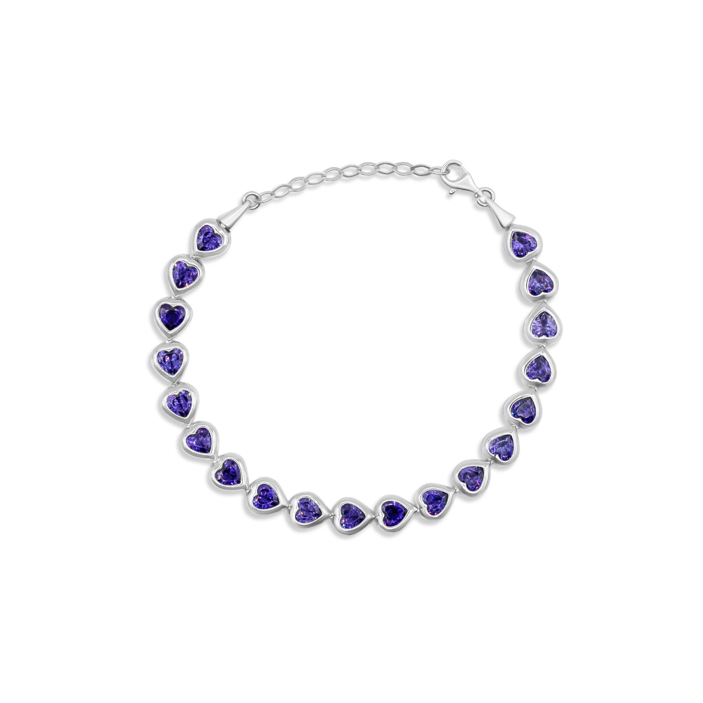 Turkeza | 925 Sterling Silver Purple Heart Amethyst Bracelet
