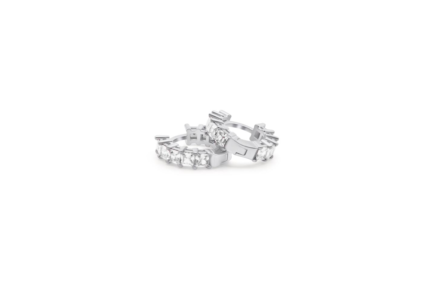Turkeza | 925 Sterling Silver Rainbow Hoop CZ - Turkish Earring