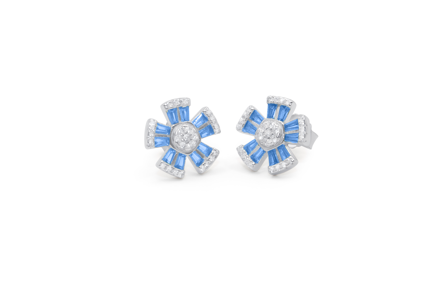 Turkeza | 925 Sterling Silver Turkish Flower Stud Earrings