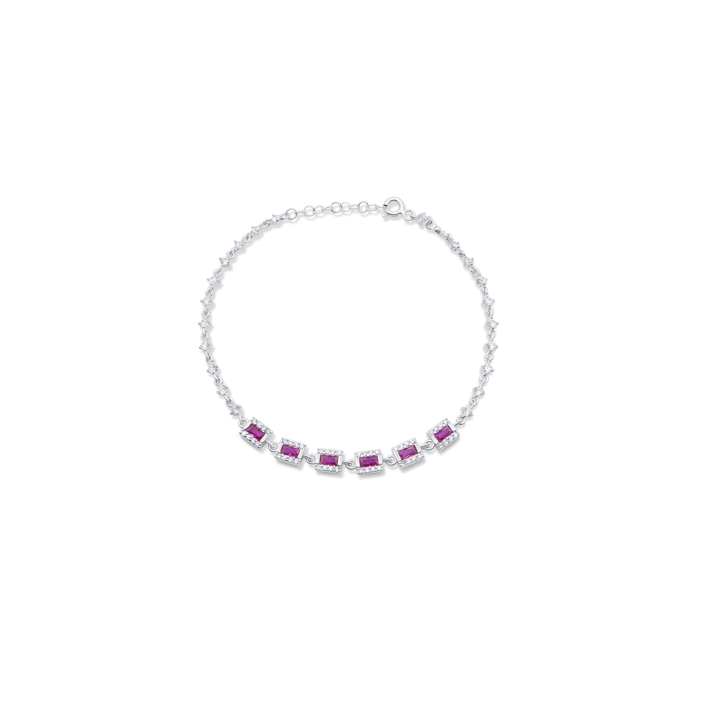 Turkeza | 925 Sterling Silver Turkish Rectangular Pattern Bracelet CZ