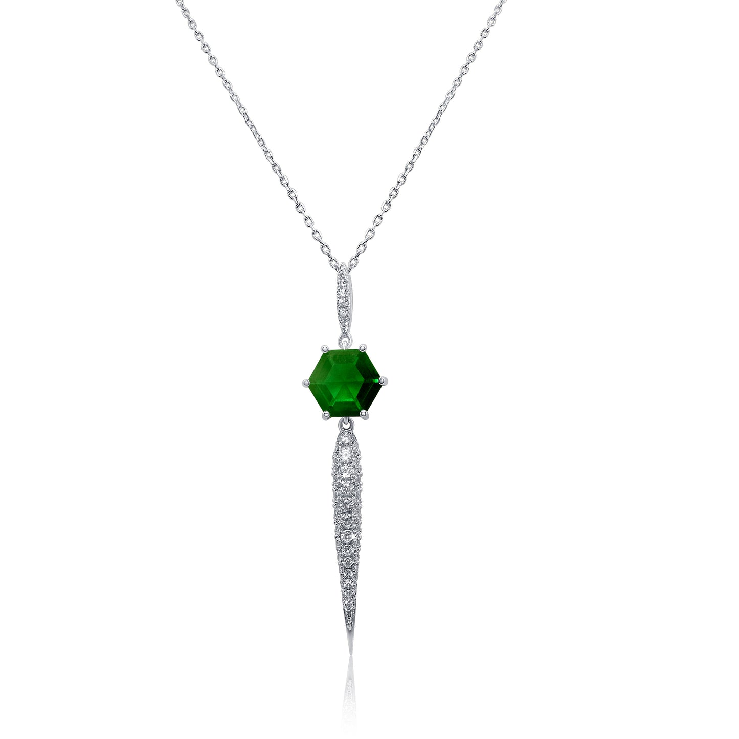 Turkeza | 925 Sterling Silver Emerald Modern Drop Necklace