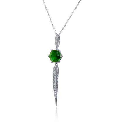 Turkeza | 925 Sterling Silver Emerald Modern Drop Necklace