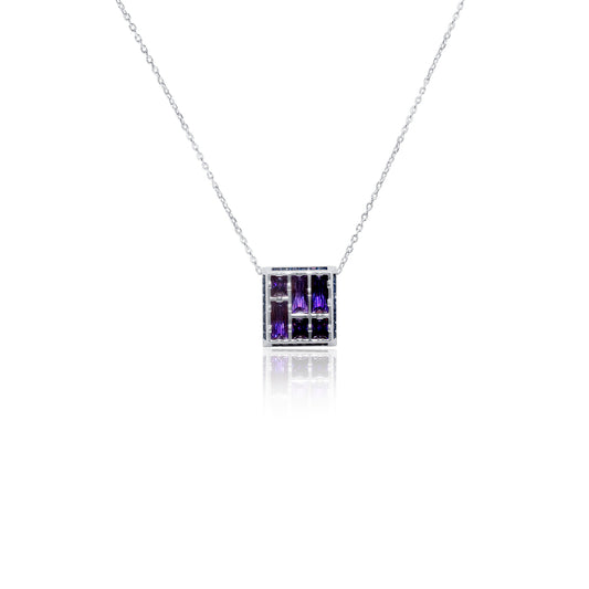 Turkeza | 925 Sterling Silver Amethyst Geometric Necklace