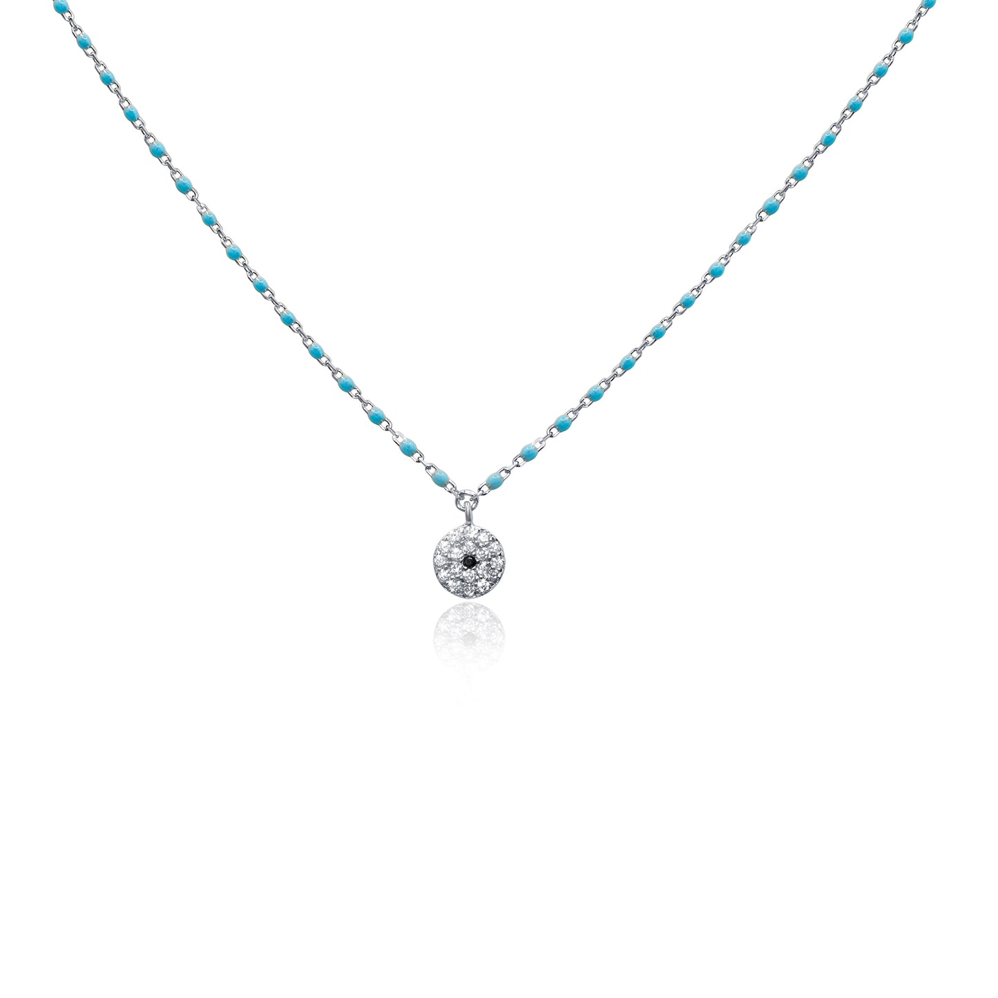 Turkeza | 925 Sterling Silver Gold Turquoise Circular Pendant Necklace