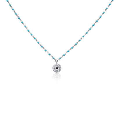 Turkeza | 925 Sterling Silver Gold Turquoise Circular Pendant Necklace