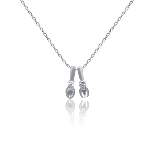 Turkeza | 925 Sterling Silver Fork and Spoon Necklace