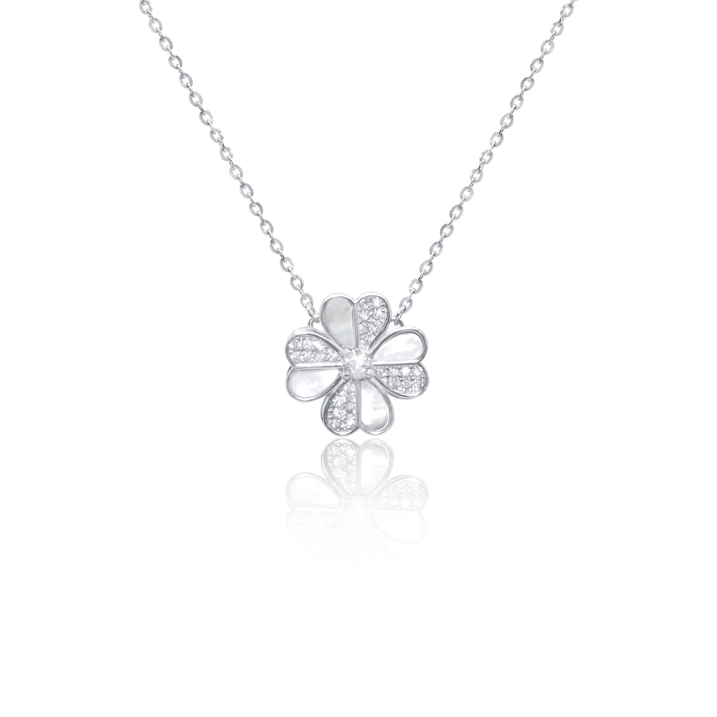 Turkeza | 925 Sterling Silver Clover Rotating Necklace