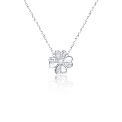 Turkeza | 925 Sterling Silver Clover Rotating Necklace