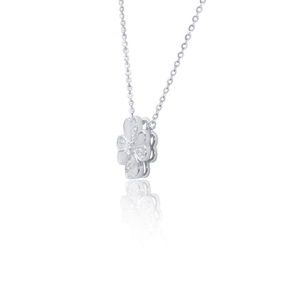 Turkeza | 925 Sterling Silver Clover Rotating Necklace