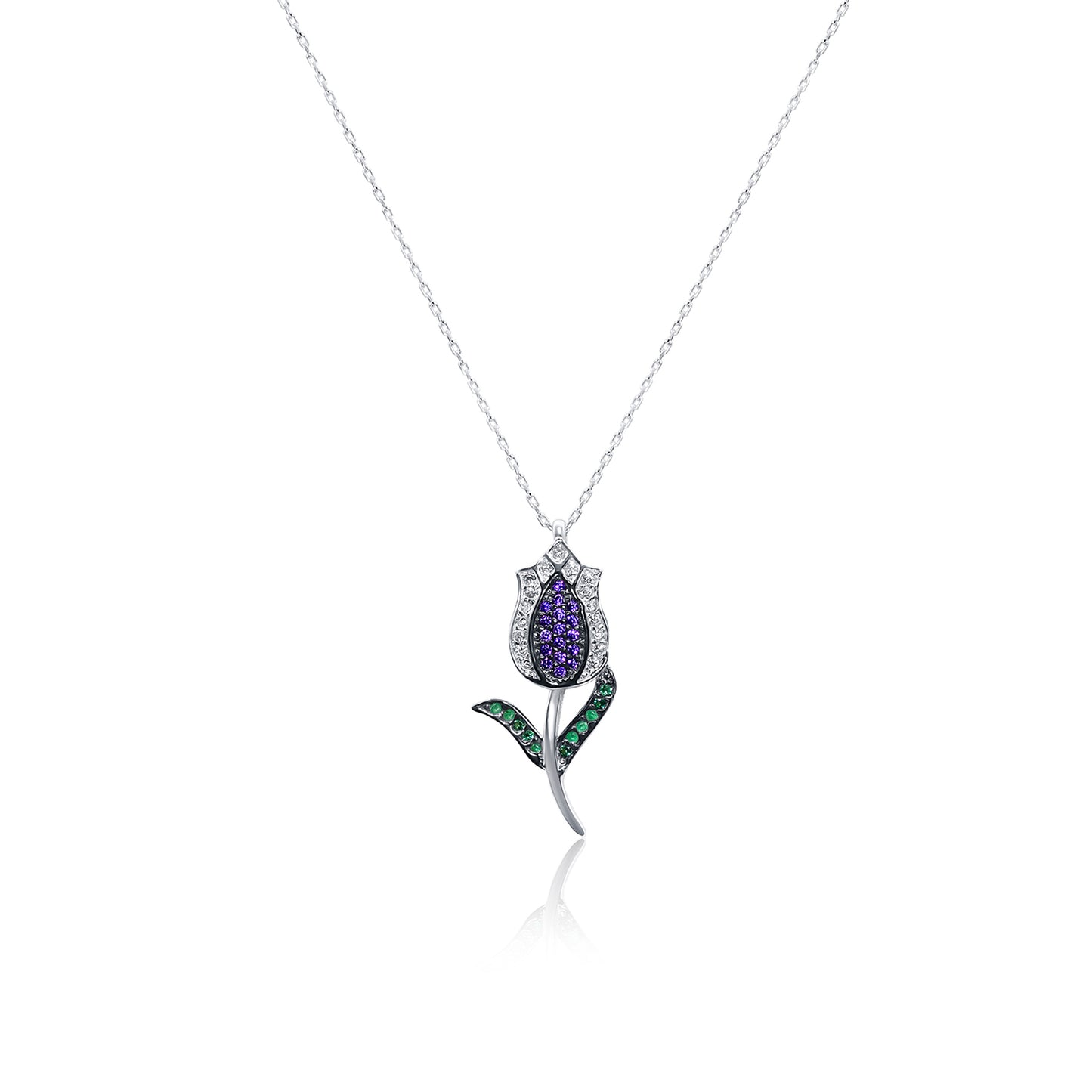 Turkeza | 925 Sterling Silver Tulip CZ Necklace