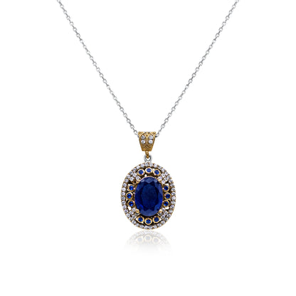 Turkeza | 925 Sterling Silver Anatolia Sapphire Pendant Necklace