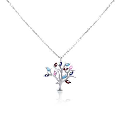 Turkeza | 925 Sterling Silver Evil Eye Tree Turkish Necklace