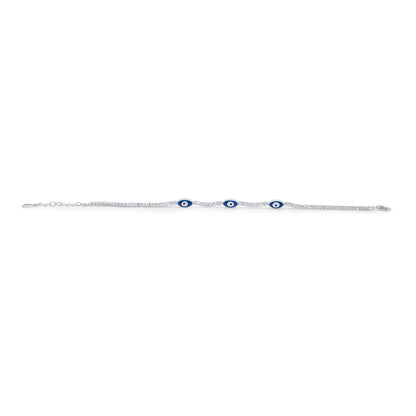 Turkeza | 925 Sterling Silver Blue Evil Eye CZ Adjustable - Turkish Bracelet