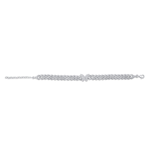 Turkeza | 925 Sterling Silver Butter Fly Cuban Link CZ Bracelet - Turkish Jewelry