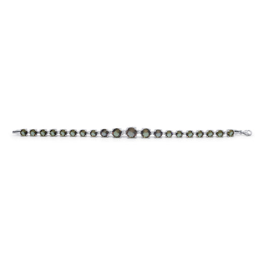 Turkeza | 925 Sterling Silver Circular Zultanite and CZ Bracelet - Turkish Bracelet