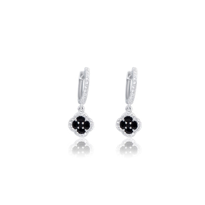 Turkeza | 925 Sterling Silver Clover CZ Drop Halo Earrings