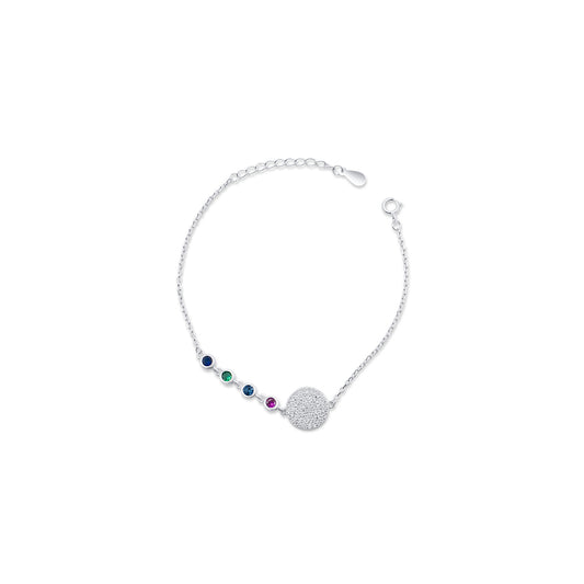 Turkeza | 925 Sterling Silver Colorful Circular CZ Turkish Bracelet