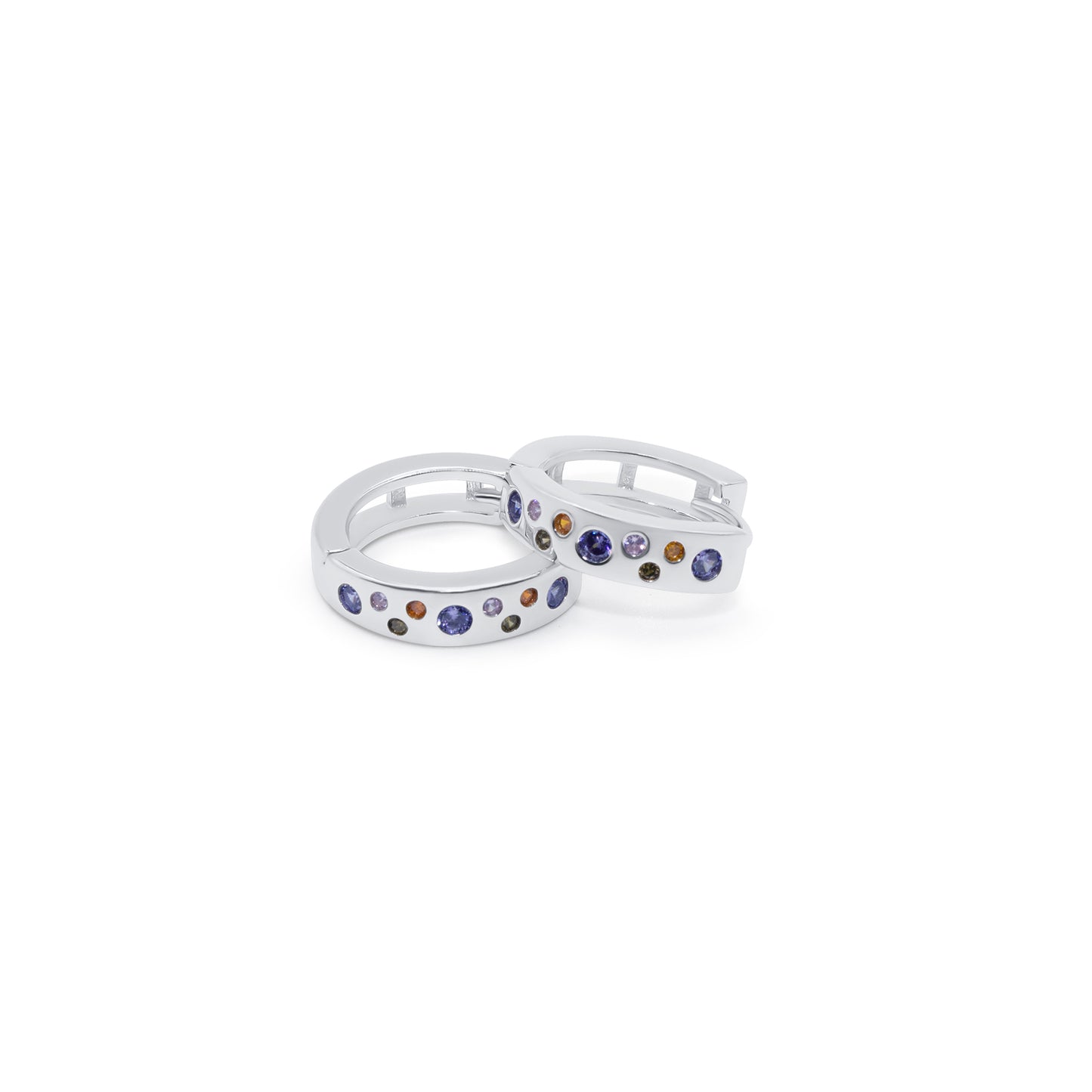 Turkeza | 925 Sterling Silver Colorful CZ Hoop Turkish Earrings