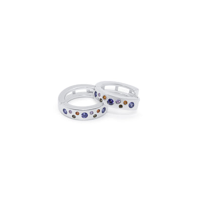 Turkeza | 925 Sterling Silver Colorful CZ Hoop Turkish Earrings