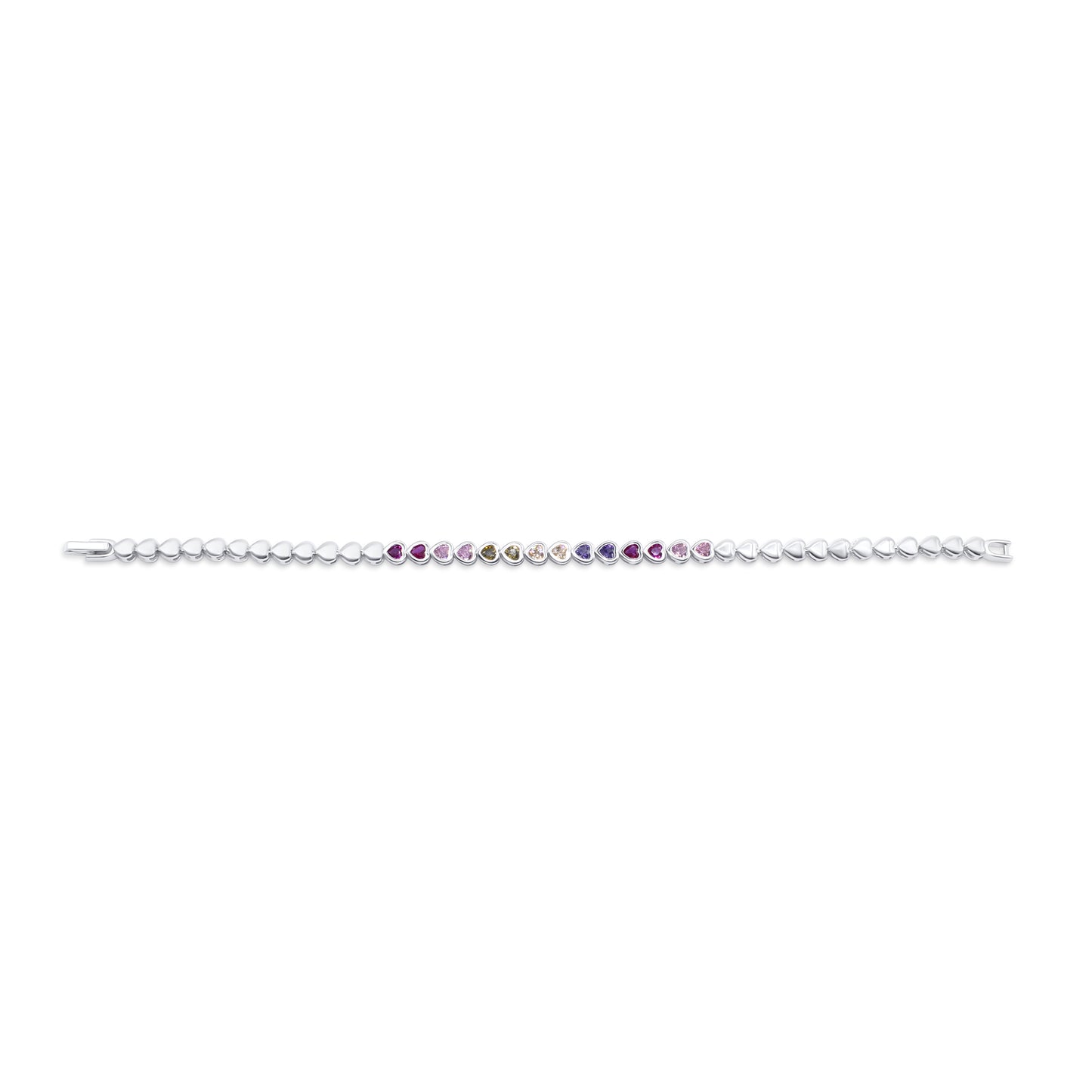 Turkeza | 925 Sterling Silver Colorful Hearts Tennis Bracelet