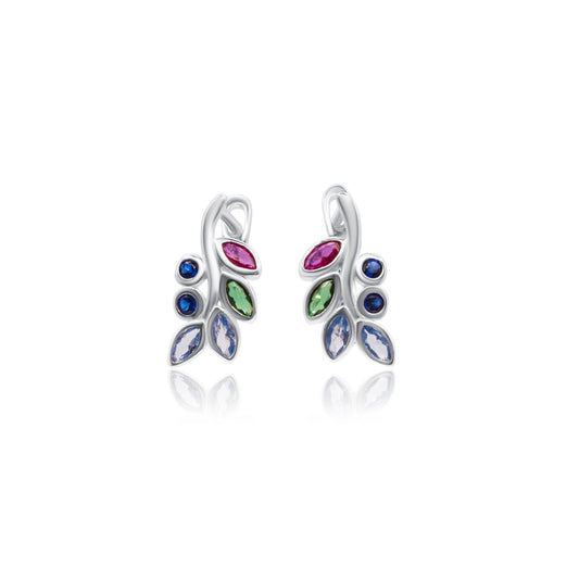 Turkeza | 925 Sterling Silver Colorful Leaf Earrings