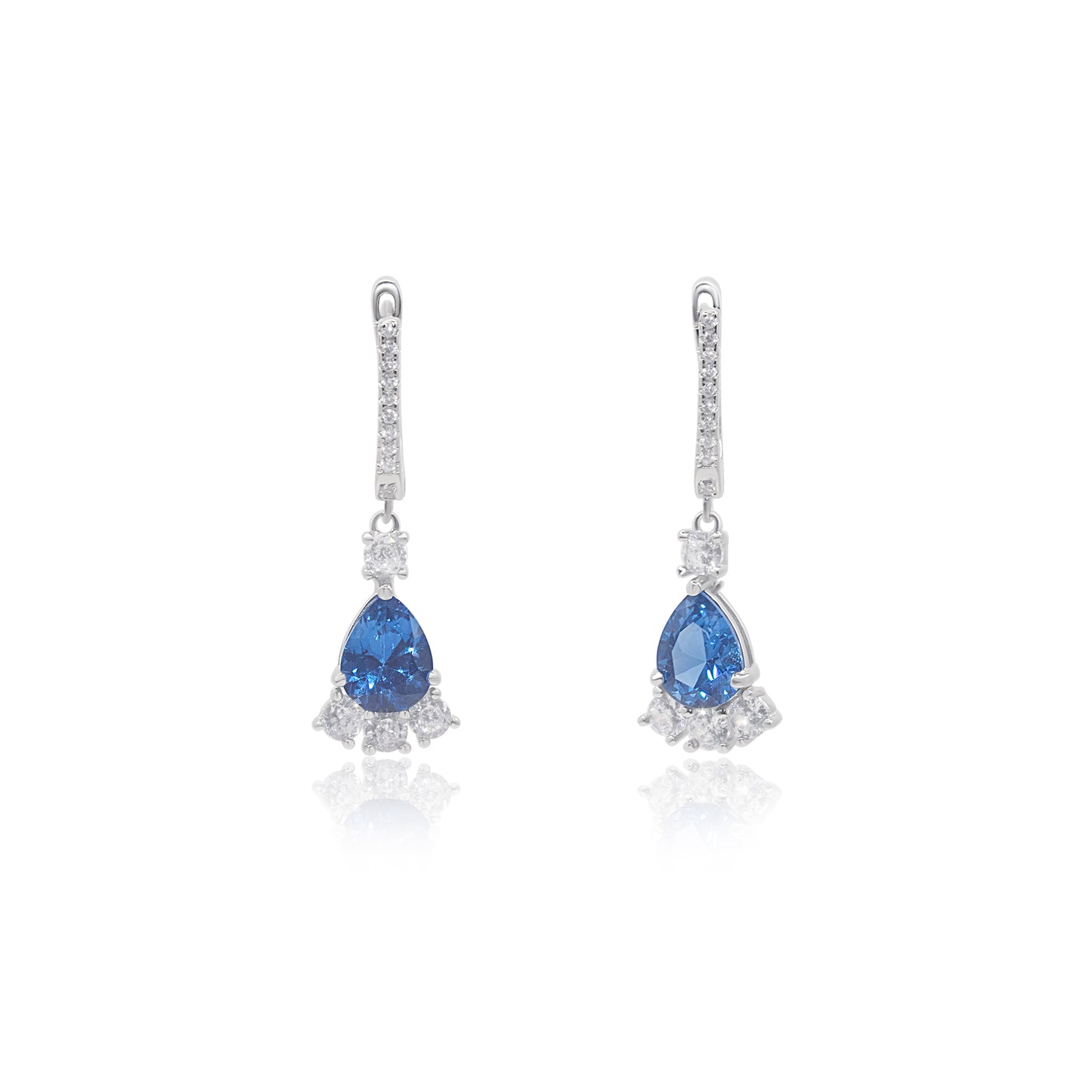 Turkeza | 925 Sterling Silver Cubic Zirconia Drop Turkish Earrings