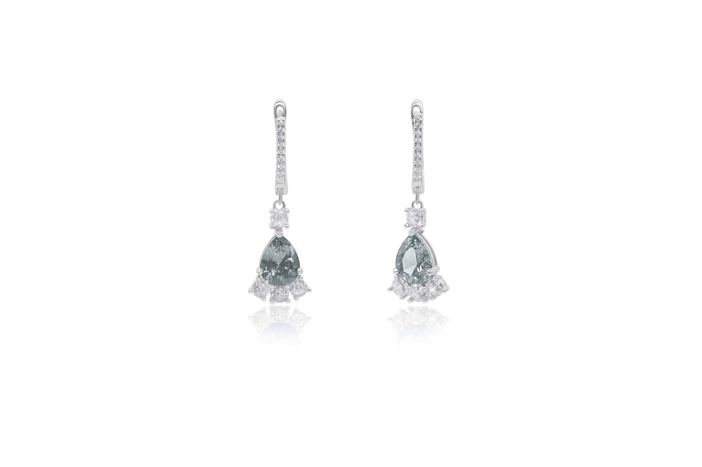 Turkeza | 925 Sterling Silver Cubic Zirconia Drop Turkish Earrings