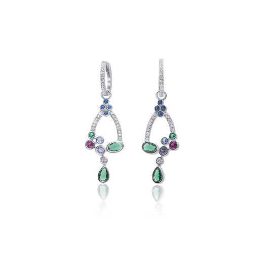 Turkeza | 925 Sterling Silver Cubic Zirconia Gem Turkish Drop Earrings