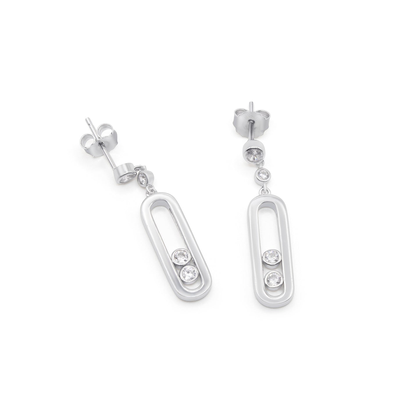 Turkeza | 925 Sterling Silver CZ Drop Earring Geometric Huggy Earrings