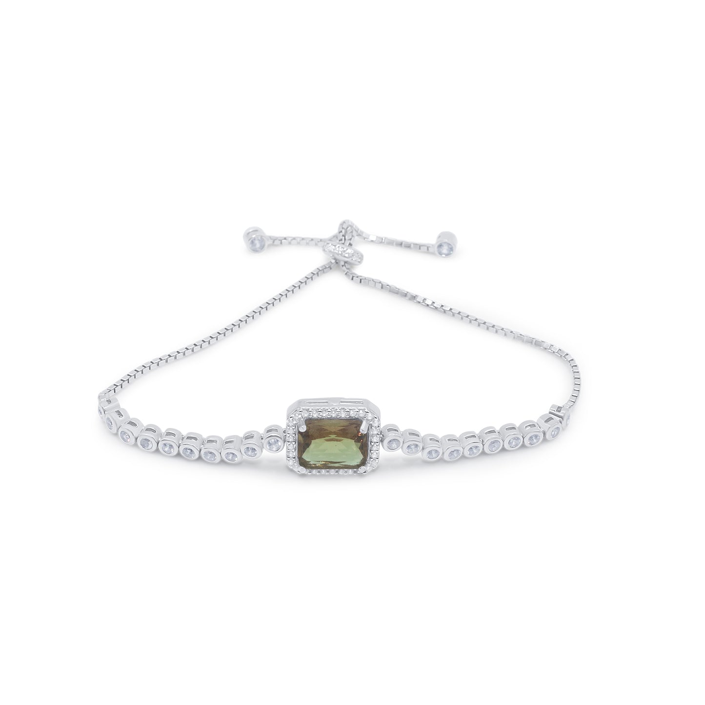 Turkeza | 925 Sterling Silver CZ Halo Turkish Adjustable Bracelet