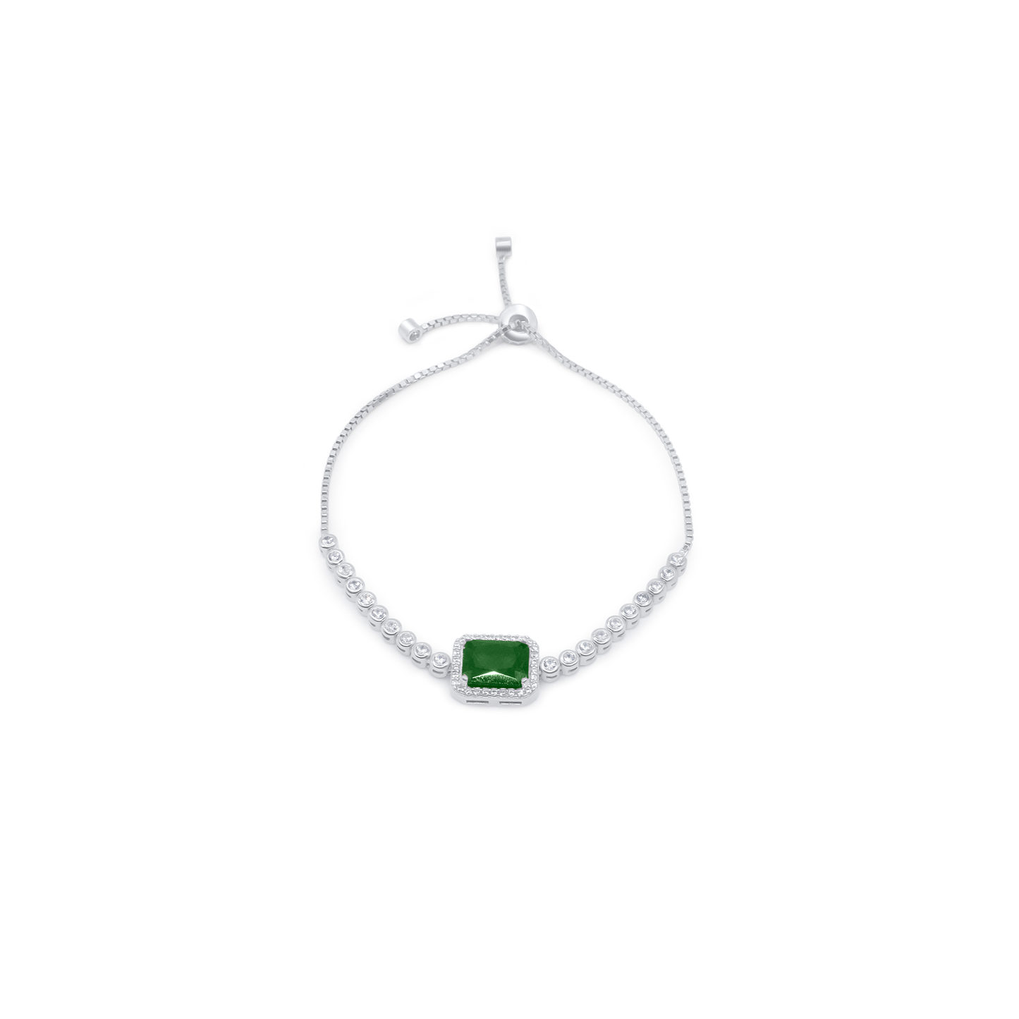 Turkeza | 925 Sterling Silver CZ Halo Turkish Adjustable Bracelet