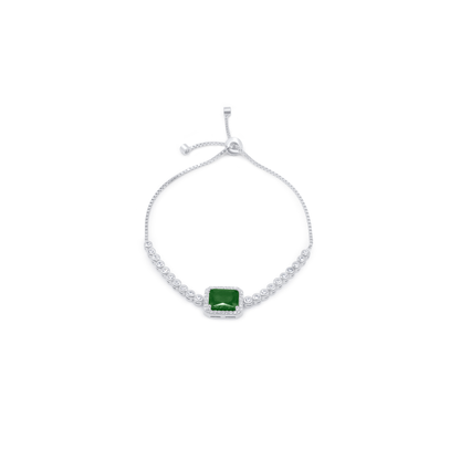 Turkeza | 925 Sterling Silver CZ Halo Turkish Adjustable Bracelet