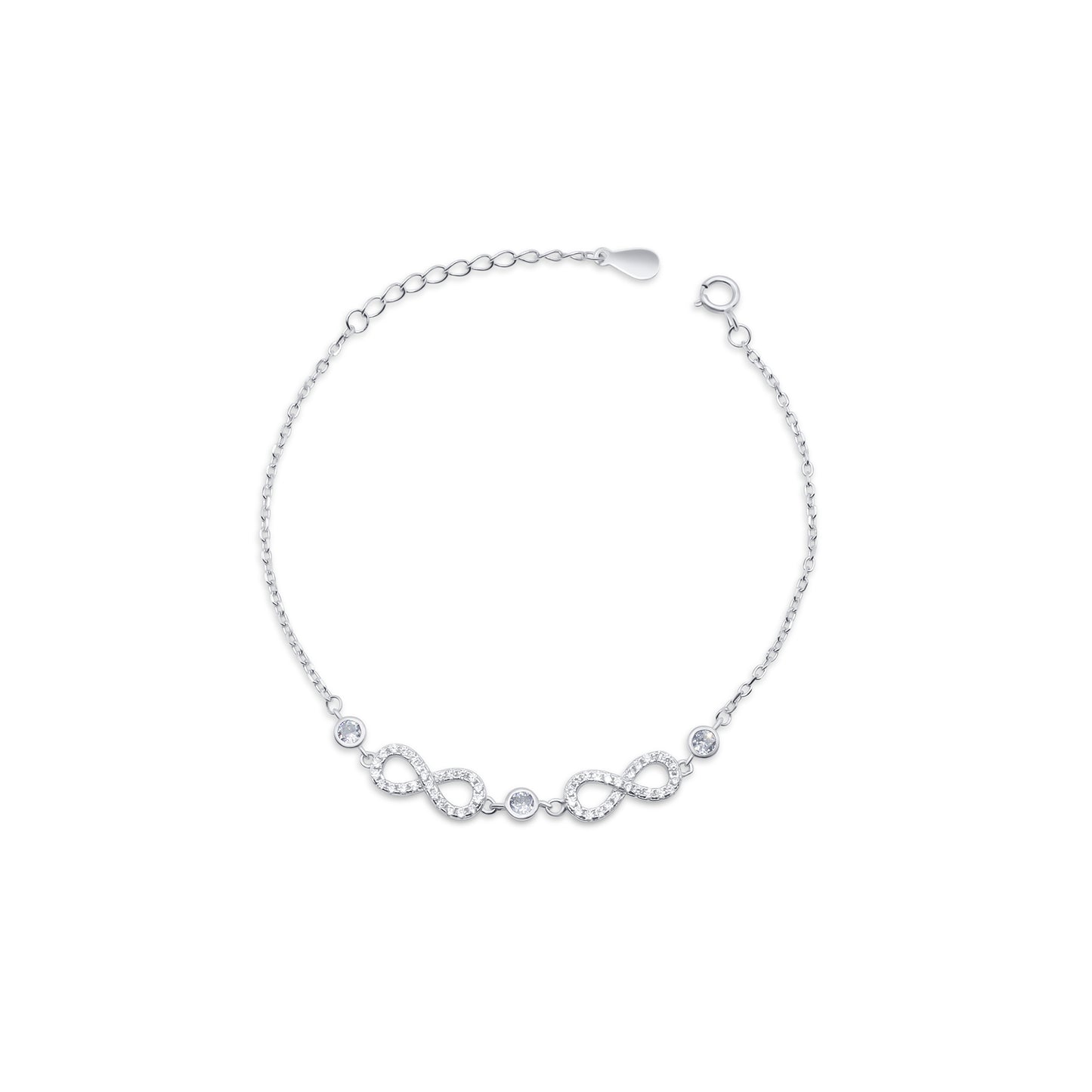 Turkeza | 925 Sterling Silver Double Infinity CZ Bracelet