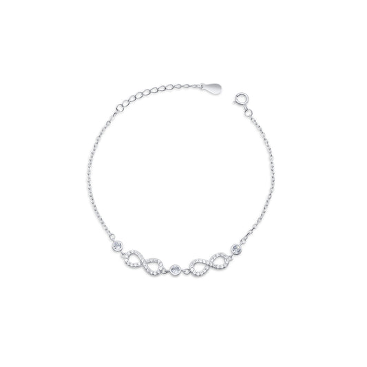 Turkeza | 925 Sterling Silver Double Infinity CZ Bracelet