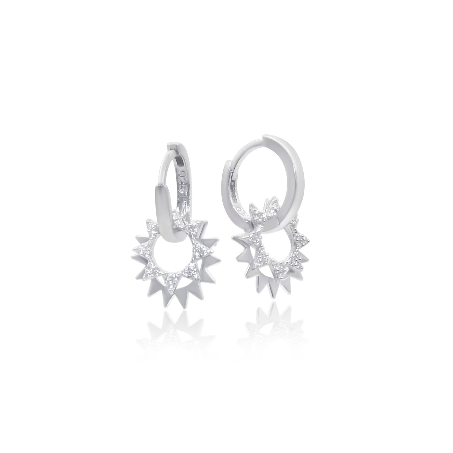 Turkeza | 925 Sterling Silver Double Spike Earrings - Turkish Earrings