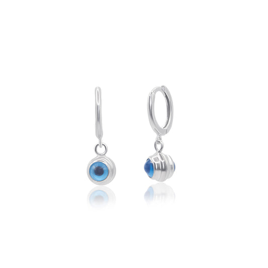 Turkeza | 925 Sterling Silver Evil Eye Double Sided Turkeza Earrings