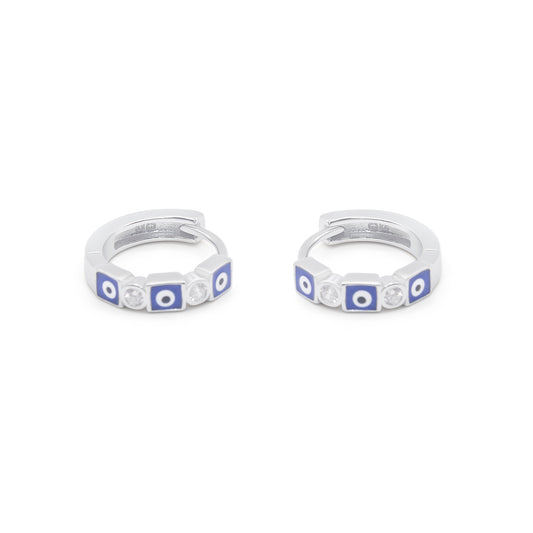 Turkeza | 925 Sterling Silver Evil Eye Pattern Earrings